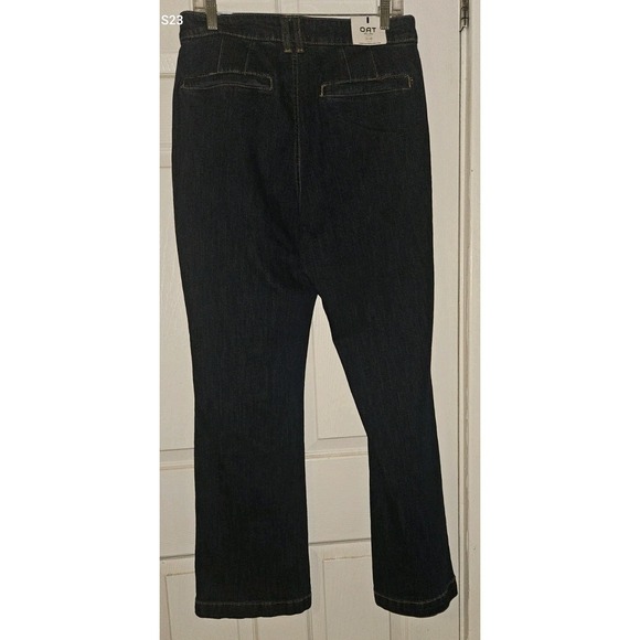 OAT New York Denim Jeans High Rise Flare Women's Size 6/28‎ Blue Dark Wash - Picture 2 of 5
